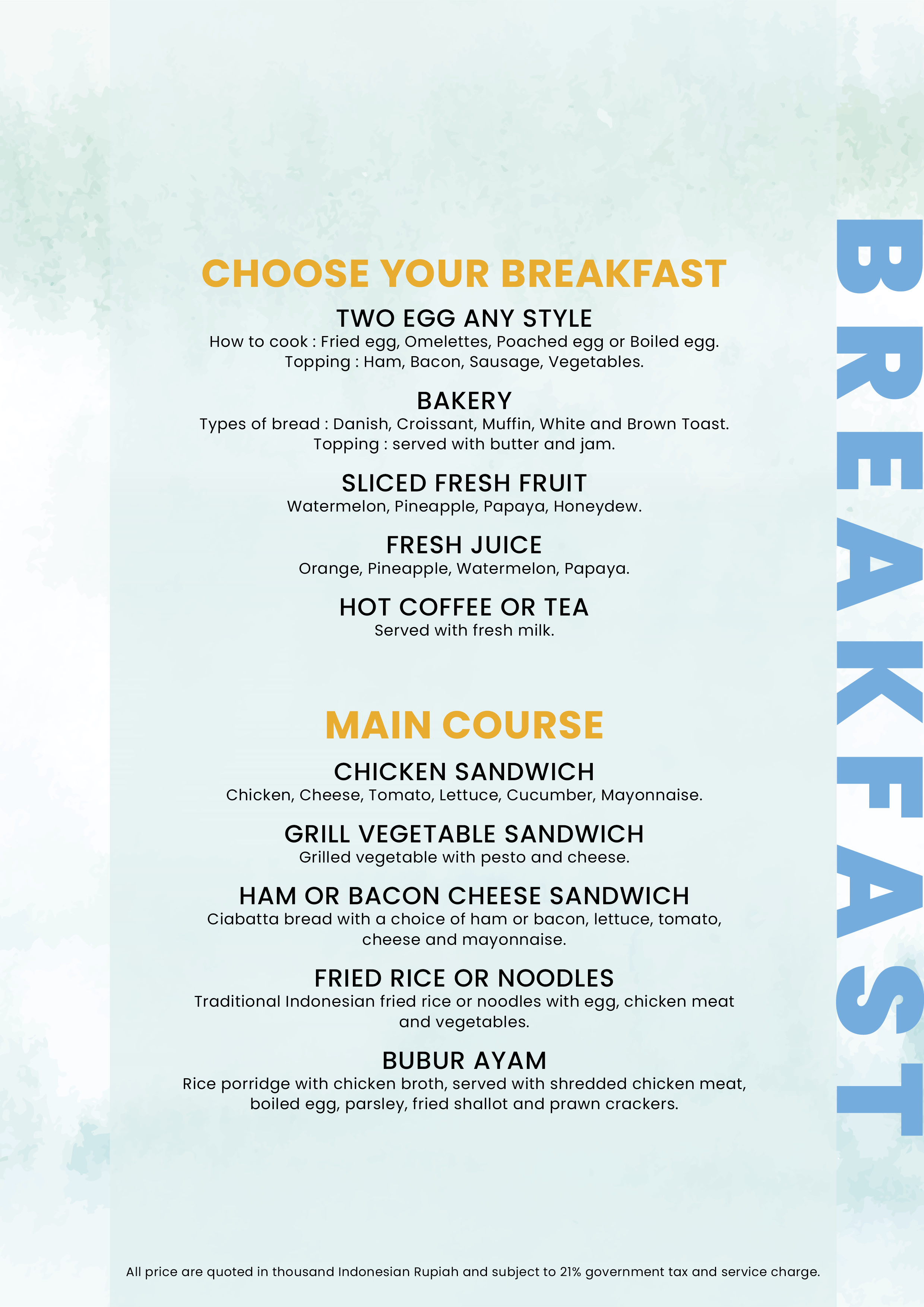 Light House Restaurant Menu page 2