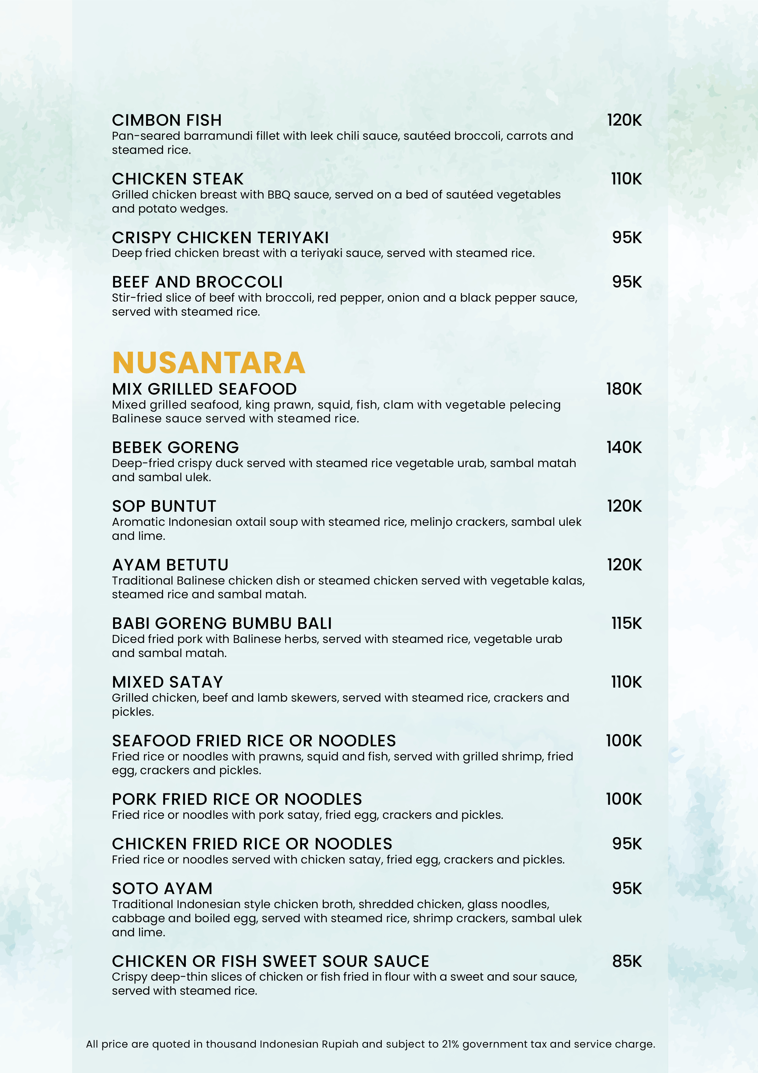 Light House Restaurant Menu page 4