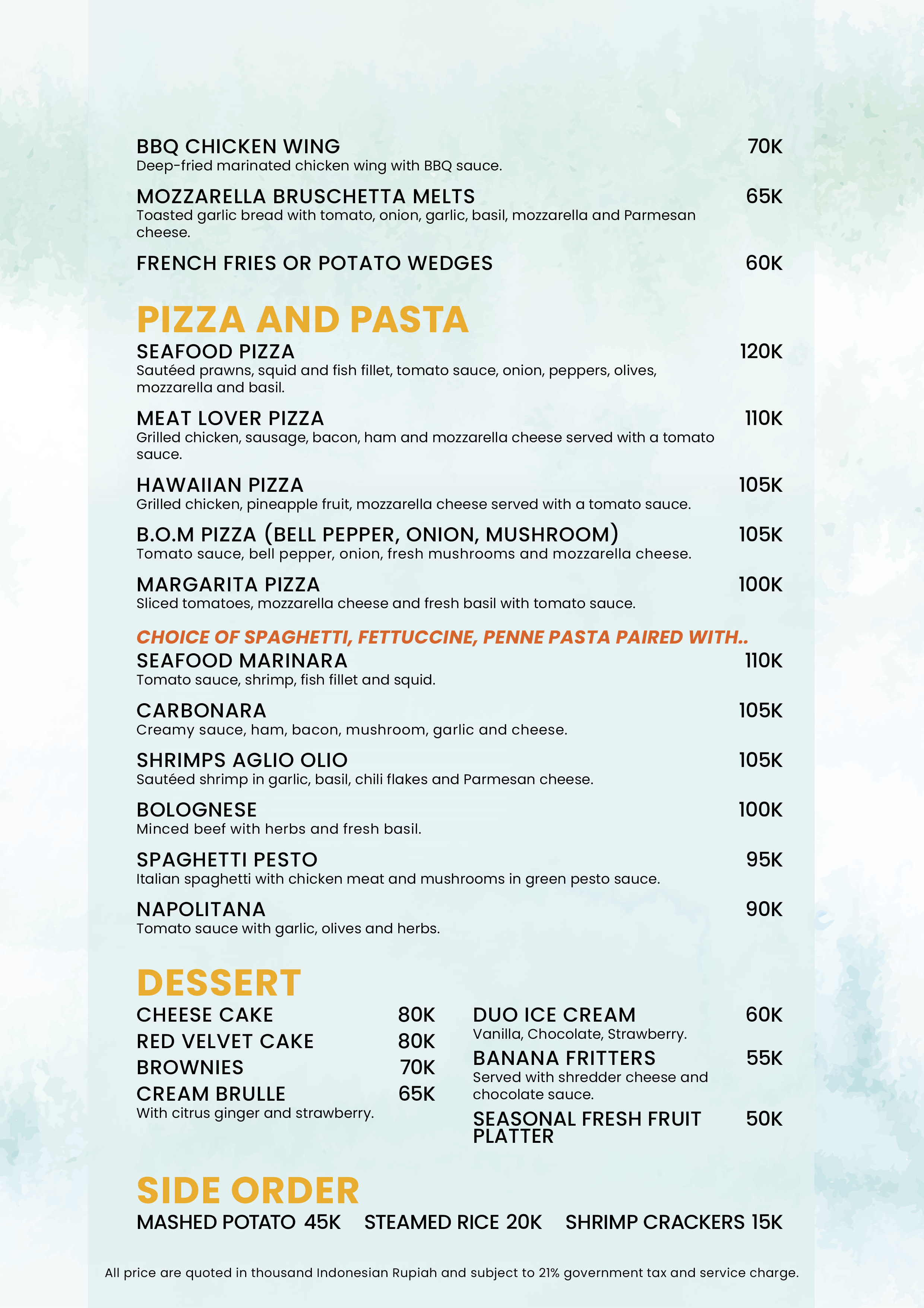 Light House Restaurant Menu page 6