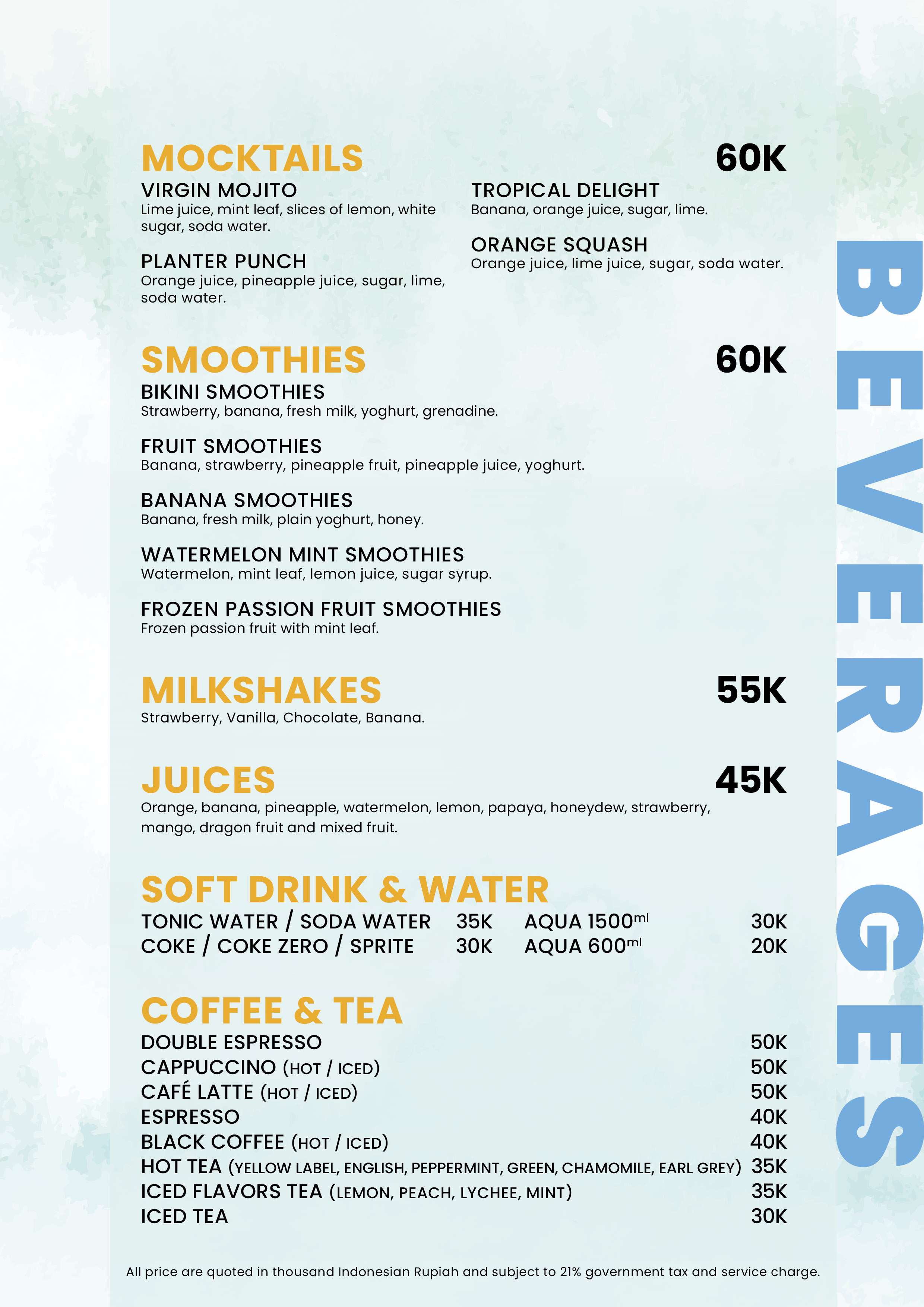 Bar Menu page 1